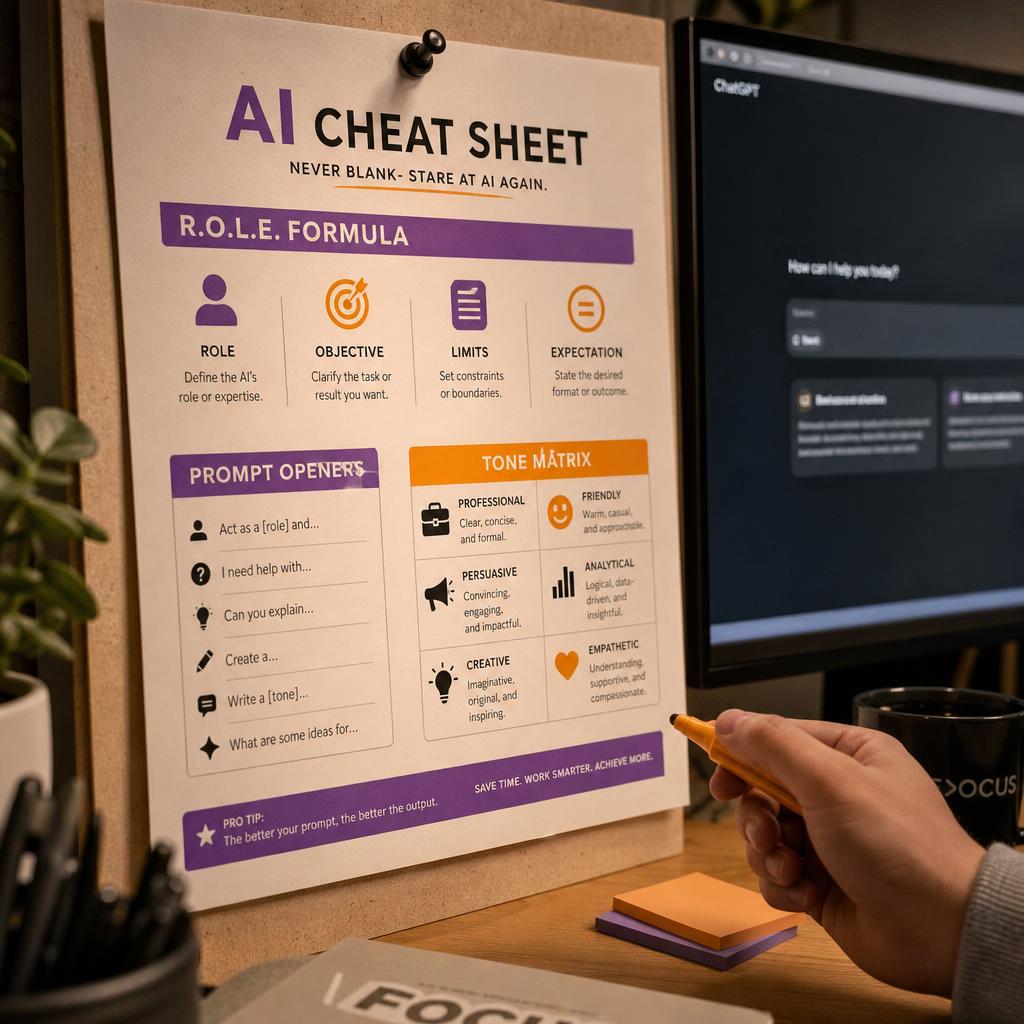 The 1-Page AI Cheat Sheet — bonus product mockup